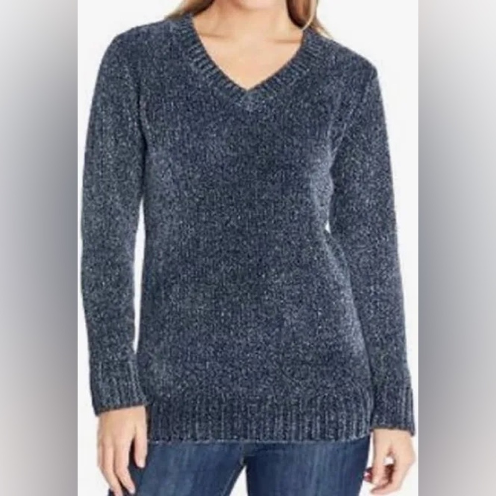Orvis Gray Chenille Long Sleeve Sweater size Small